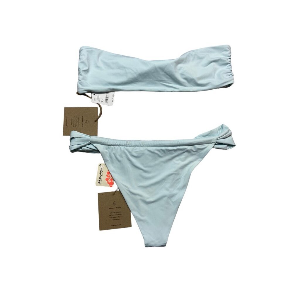 NWT Stone Fox Swim x Free People Lele Tie Front Bandeau Bikini Bottom Set-sz XL - Picture 2 of 7
